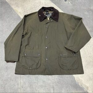 Barbour Jacket Men's 44 Brown Tin Cloth Bedale Classic Full Zip Collared Rain*